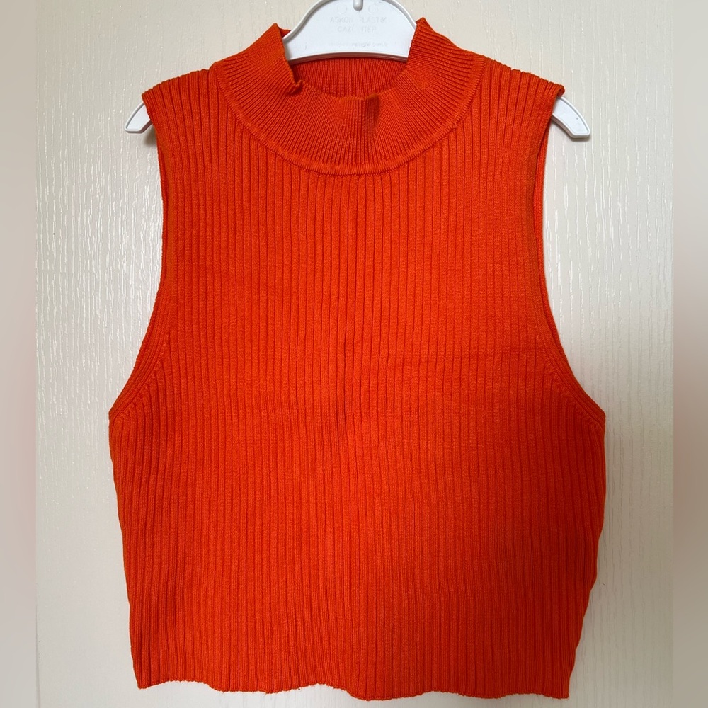 H&M Orange Ribbed Crop Top Size S
